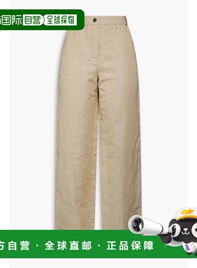 1h可退 香港直邮Maje 女士 亚麻棉混纺直筒裤 MFPPA00703BEIGE