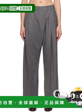 1h可退 香港直邮潮奢 GANNI 甘尼 女士 灰色 Stripe Cross-Over