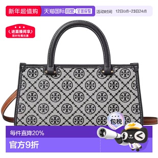 香港直邮TORY BURCH汤丽柏琦T MONOGRAM女士托特包印花复古织物