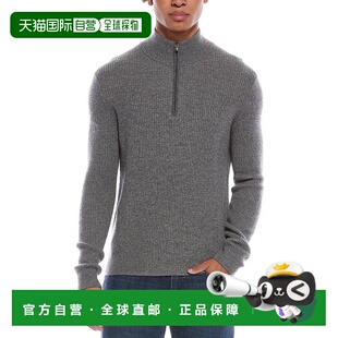 自营Amicale Cashmere Feeder Pique Zip Cashmere Sweater - gra