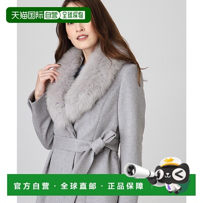 1h可退 日本直邮COUP DE CHANCE 女士蓝狐毛领羊毛混纺大衣 18791