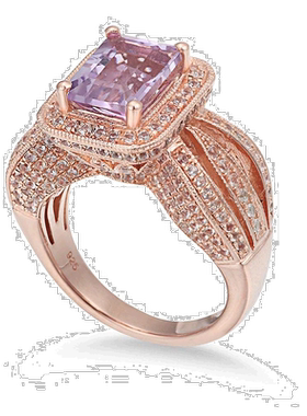 自营 Suzy Levian 纯银 4.3 TCW 紫色紫水晶戒指 - 粉红色 美国奥