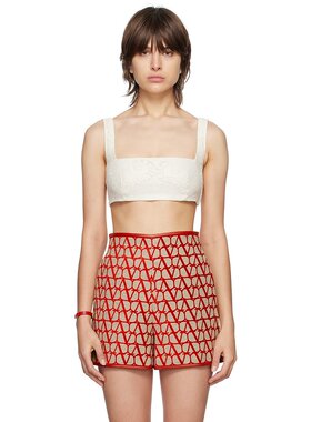 潮奢 Valentino 华伦天奴 女士 灰白色提花法式文胸 2B3AE7P47M9