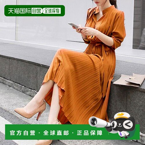 日本直邮JUNOAH 泡芙袖腰部打褶连衣裙 [AM5609EW00985]