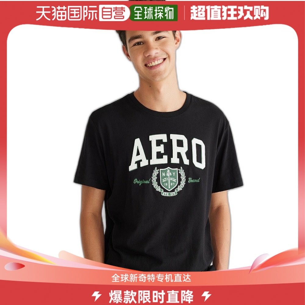 aeropostale aero athletic crest appliquac 图案 t 恤 - 黑色 7