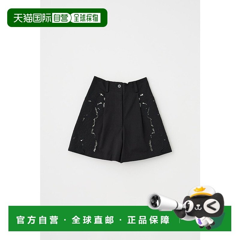 日本直邮MOUSSY 有机棉裁剪刺绣短裤 BLK [MO1164EW036759] 黑色