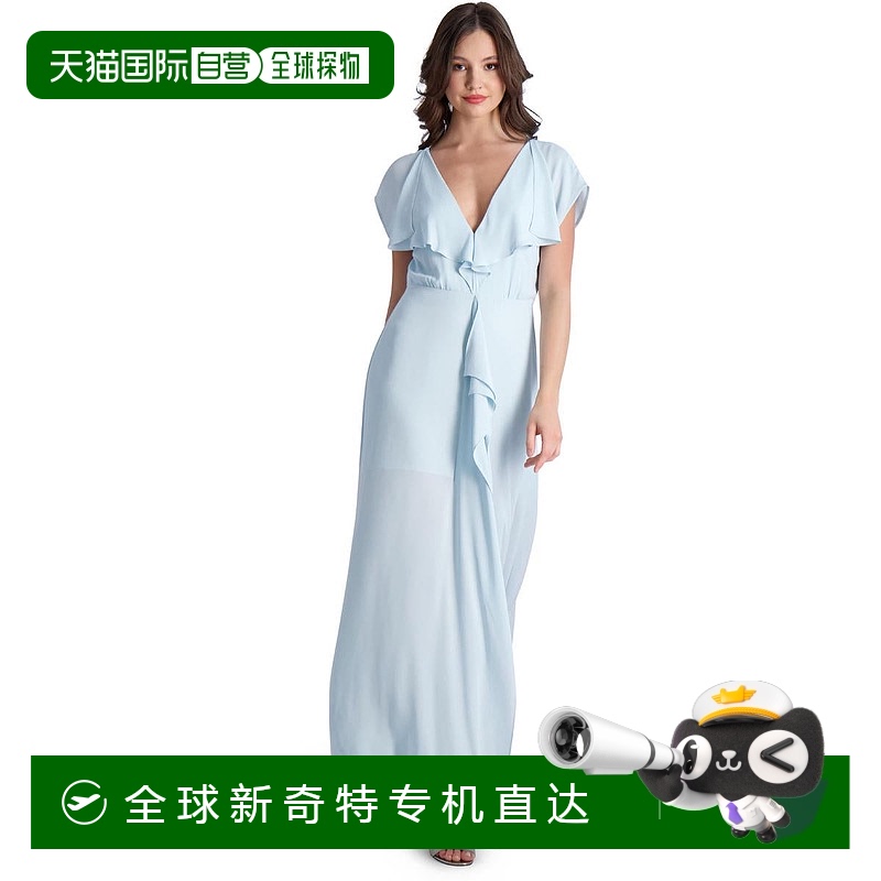 自营 bcbgmaxazriaEvette女式伴娘正式晚礼服-淡蓝色 【美国奥莱