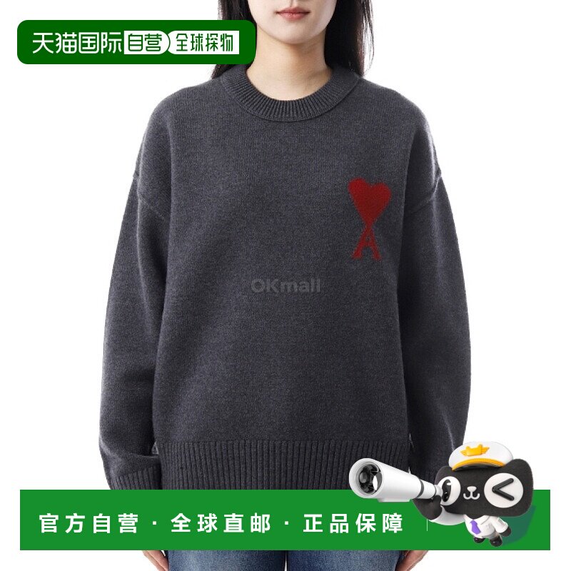 韩国直邮AMI UKS838 018 084 圆领针织羊毛长袖毛衣