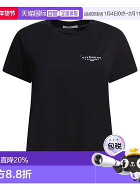 1h可退 香港直邮Givenchy 纪梵希 女士 黑色棉质T恤 BW70FJP75N00