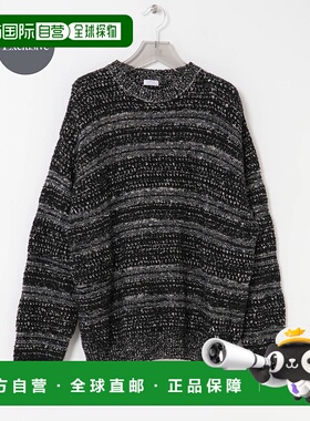 1h可退 日本直邮crepuscule男装原创混色宽松圆领针织衫 半拉链设