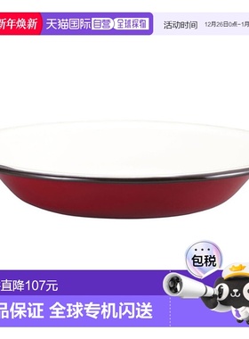 日本直邮Captain Stag 搪瓷盘子 22cm 红色 UH-508 户外餐具 & 燃