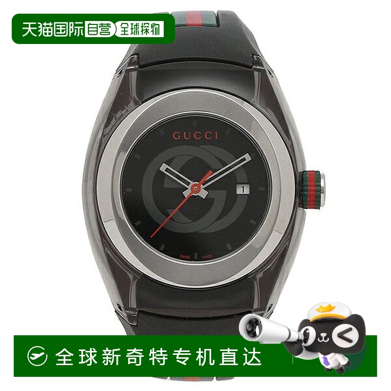 日本直邮Gucci Sync L YA137301 女式橡胶表带手表黑色表盘情侣款