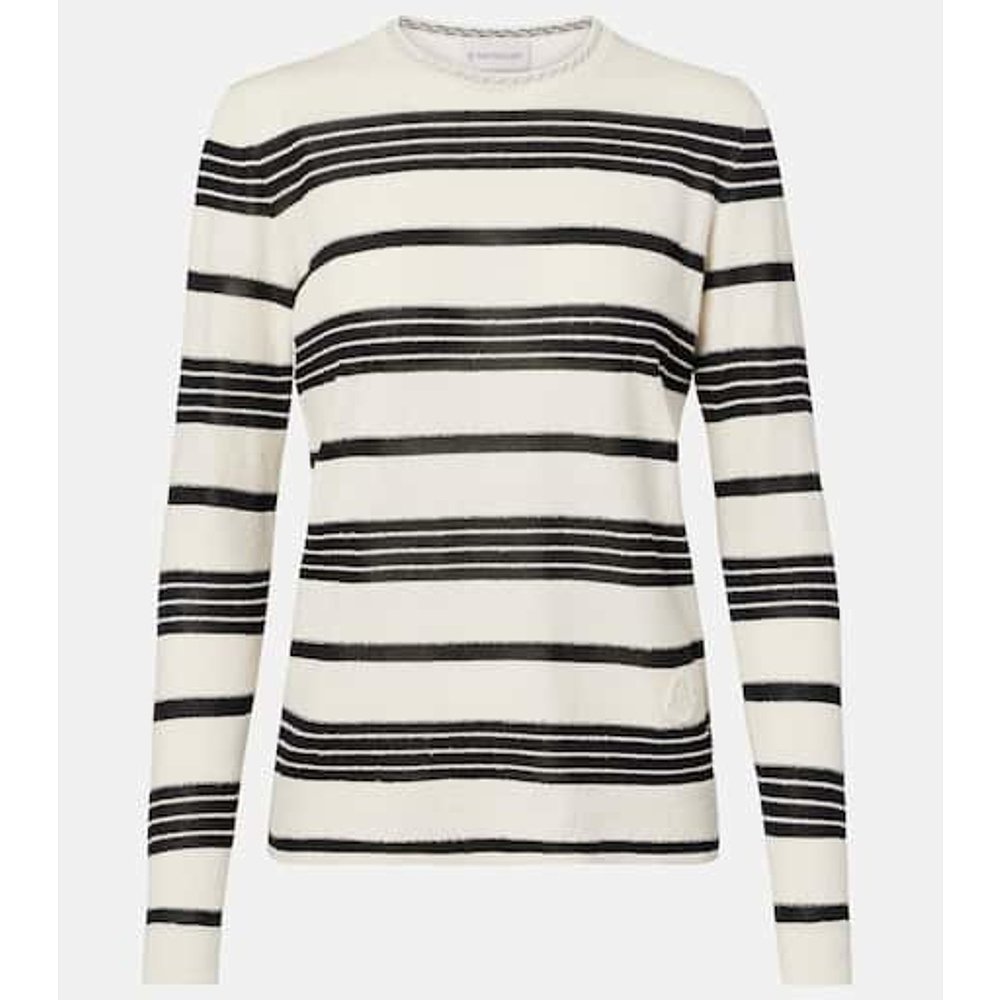 潮奢 Moncler 盟可睐 女士 条纹棉混纺毛衣