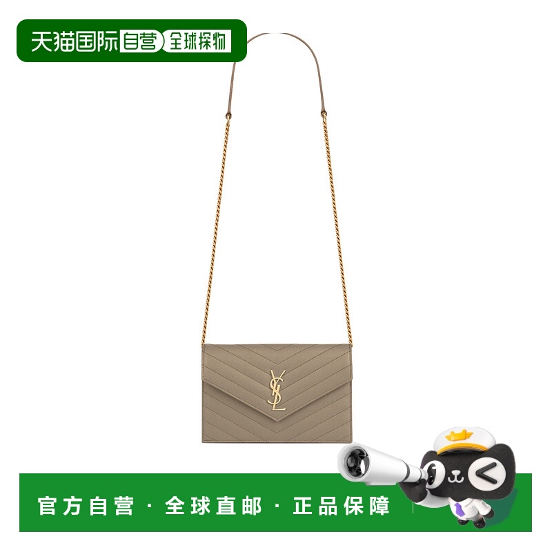 香港直邮Saint Laurent CASSANDRE GRAIN DE POUDRE 皮革信封链条