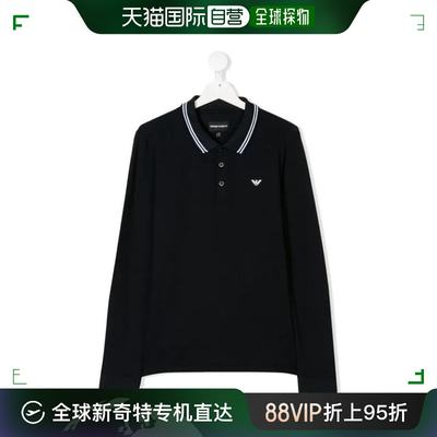 香港直邮EMPORIO ARMANI 儿童海军蓝棉质长袖Polo 衫 8N4F36-1JPT