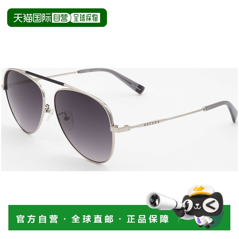 自营 Escada女式58毫米银色太阳镜-闪亮的银色哑光黑色 美国奥莱