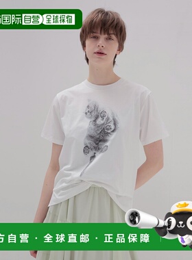 1h可退 日本直邮DRESSLAVE 女士猫咪印花短袖T恤 91605719