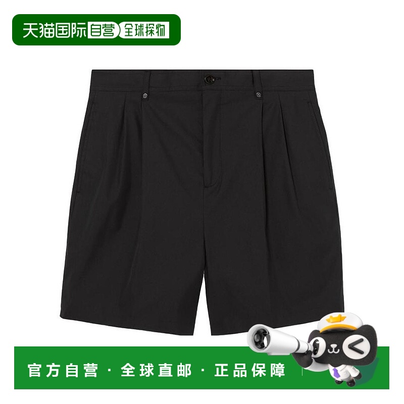 香港直邮BURBERRY 男士短裤 80424491 AW2021 黑色 直筒棉质短裤