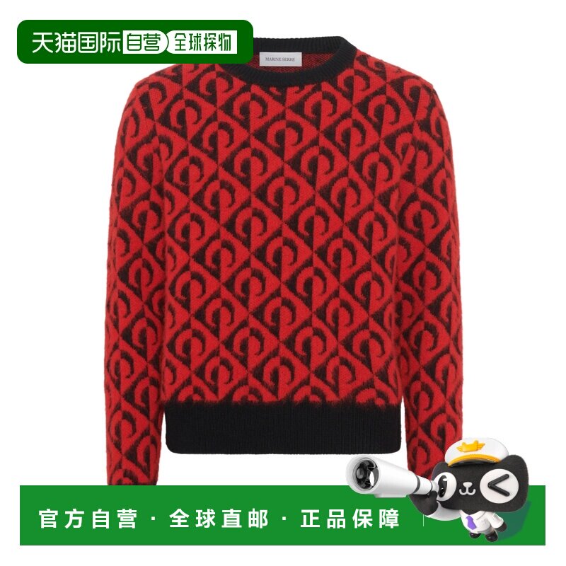 1h可退 香港直邮Marine Serre 男士 SERRE 海军风黑色毛线衫 MTK0