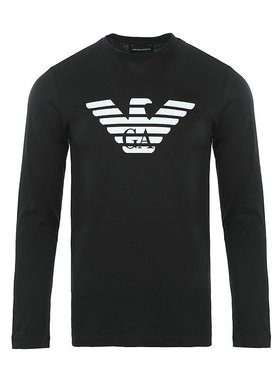 EMPORIO ARMANI 男黑色长袖T恤 8N1TN8-1JPZZ-0022