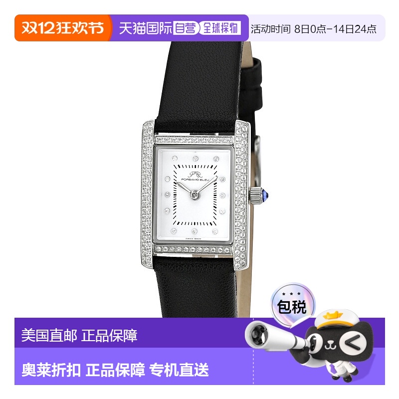 自营Porsamo Bleu 女士 Karolina 真皮表带手表 1083AKAL - 黑色