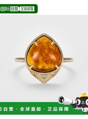 日本直邮日潮 agete 阿卡朵K10 琥珀/钻石戒指