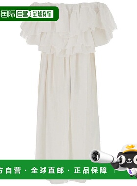 香港直邮Chloe 蔻依 女士 荷叶边领口苎麻连衣裙 CHC23URO21016