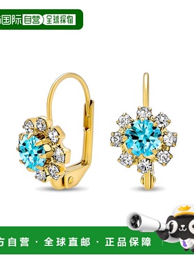 自营 Liv Oliver 18K 镀金 12.70 克拉。 tw。蓝色石英方晶锆石耳