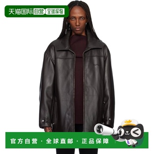 香港直邮Courreges 皮革大衣 女士 Oversized 425LBL 棕色 1h可退