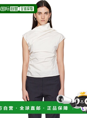 1h可退 香港直邮GANNI 甘尼 女士 灰白色抽褶 T 恤 W1003上衣