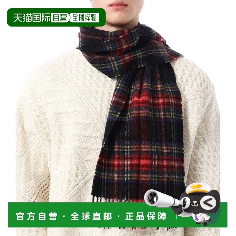 韩国直邮barbour男女秋冬羊绒羊毛格纹围巾圣诞穿搭USC0137BK71