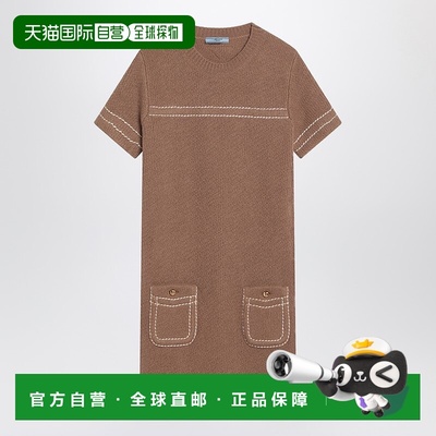 香港直邮Prada 普拉达 女士 Camel-coloured 羊绒短款连衣裙 23A0