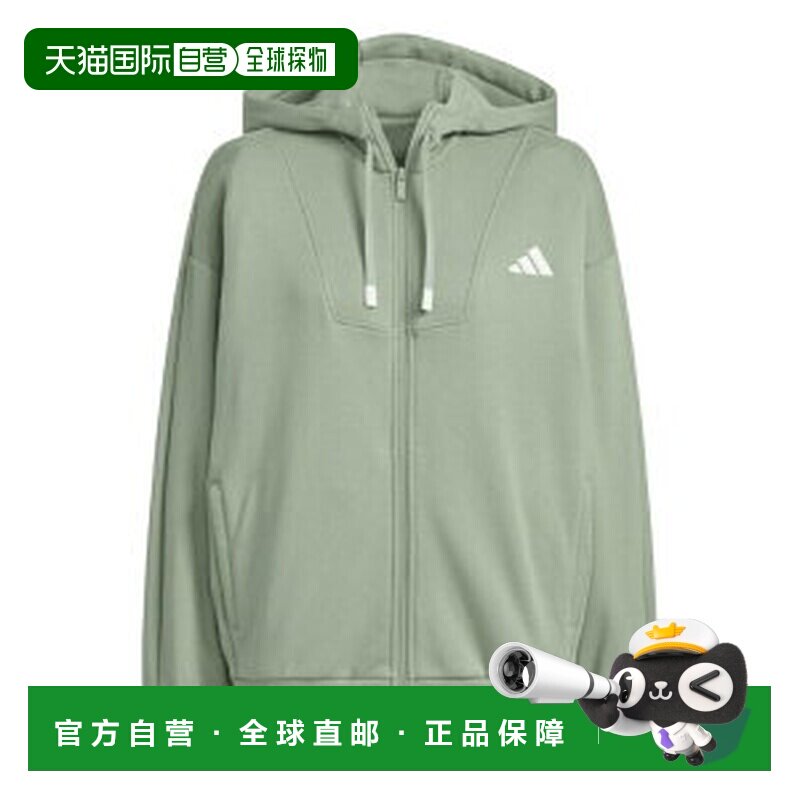 日本直邮Adidas/阿迪达斯纯棉宽松连帽拉链卫衣帽衫女款 JN9958