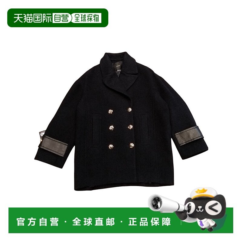 香港直邮PINKO 女士外套 105559A2SHJ02 AW2025 黑色 双排扣大衣