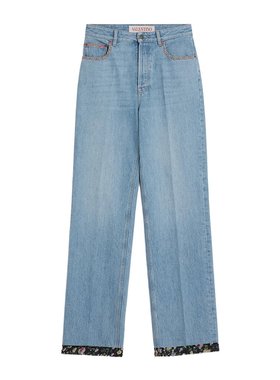 VALENTINO 男士牛仔裤 VDE06MAUY508 SS2025 蓝色 腰带环休闲裤