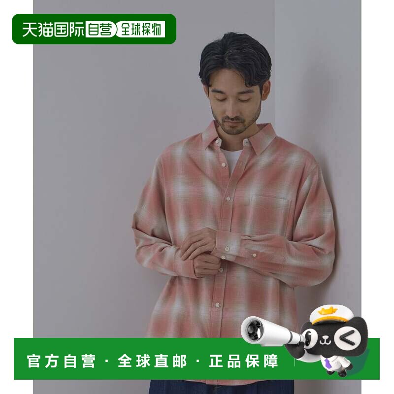 日本直邮Mac-House 法兰绒格纹衬衫 大号 红色米色