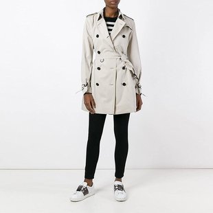 BURBERRY 3886099 双排扣风衣 女士白色中长款