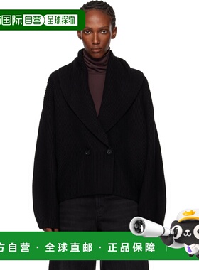 1h可退 香港直邮潮奢 toteme 女士 黑色青果领开衫 251WRT4354YA0