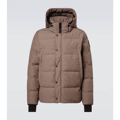 潮奢 Canada Goose 加拿大鹅 男士 Wyndham 黑色标志连帽羽绒夹克