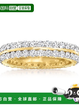 自营14 克拉黄金 Ross-Simons 钻石 2 排永恒戒指 - 白色 美国奥