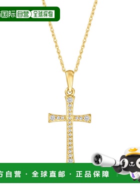 自营 RS Pure by Ross-Simons 14kt 黄金钻石十字架吊坠项链 - 16