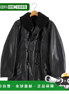 1h可退 日本直邮COMOLI男装宽松羊皮革加拿大外套 双排扣羊毛立领