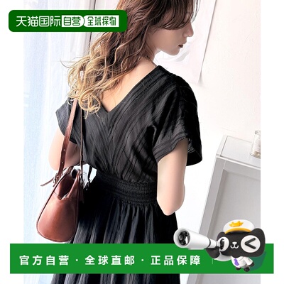 1h可退 日本直邮Classical Elf 女士透视条纹V领收腰长款连衣裙 c