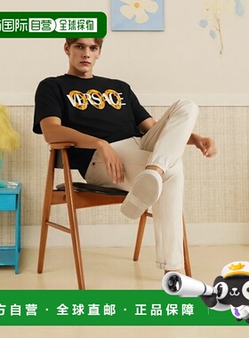 香港直邮VERSACE 男士T恤 10133021A134012B510 AW2025 黑色