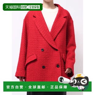 日本直邮LAGUNAMOON 女装 宽松中长款粗花呢外套 双口袋设计 0325