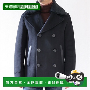 日本直邮MACKAGE 男士 COLE 羊毛双排扣大衣带羊羔绒领短款加厚无