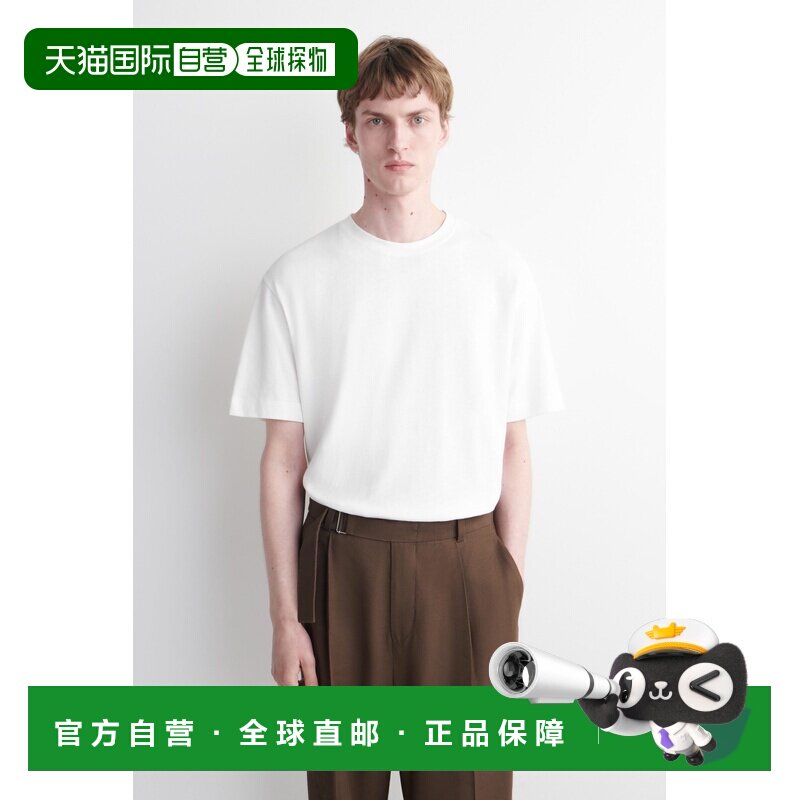 自营欧洲直邮COS 男士白色棉麻休闲T恤短袖上衣男装图片