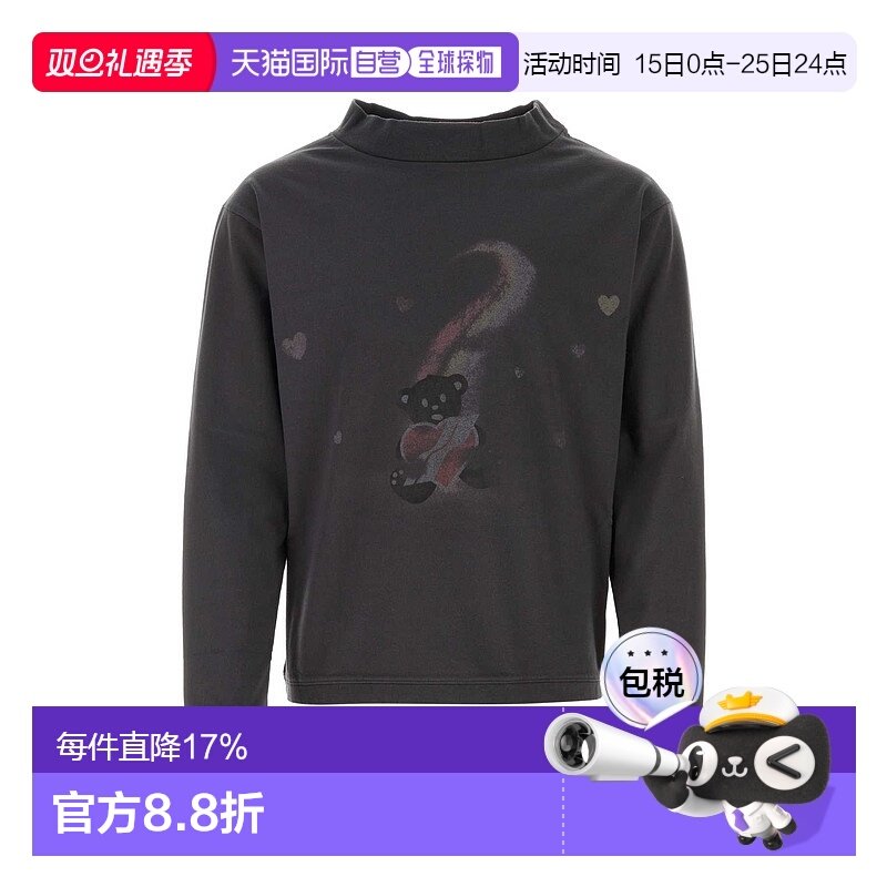 1h可退 香港直邮潮奢 We11Done 女士 灰色 Teddy Bear 长袖 T 恤