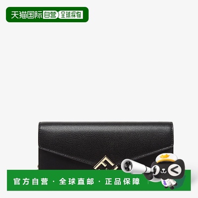 自营1h可退 欧洲直邮FENDI/芬迪 女士黑色皮革钱包新款