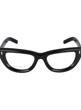 GUCCI 女士眼镜 GG1521O001 SS2024 黑色 猫眼形徽标平光镜